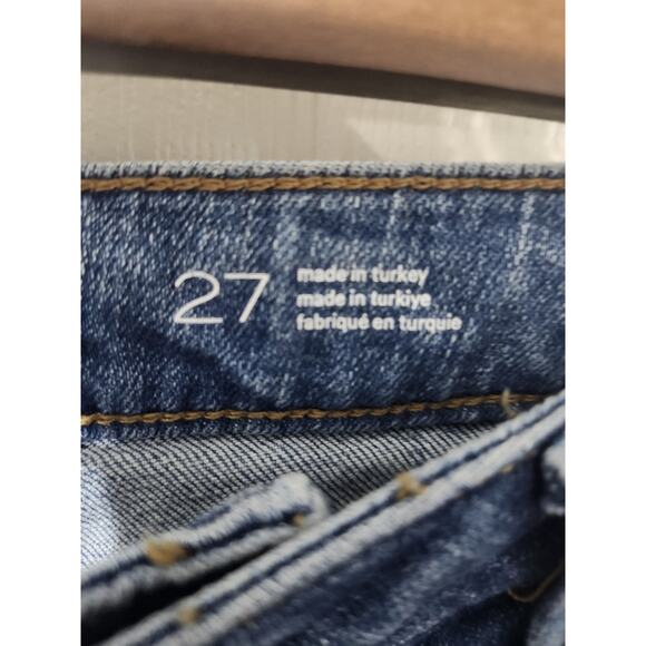 Pilcro Designed By Phila Womens 27' Blue Denim Wide-Leg High Rise Raw Hem Jeans - Picture 9 of 11